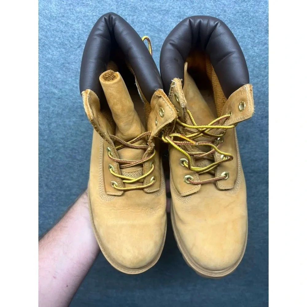 Timberland 12909 6 Inch Premium Waterproof Boots Wheat Nubuck Youth 6.5M